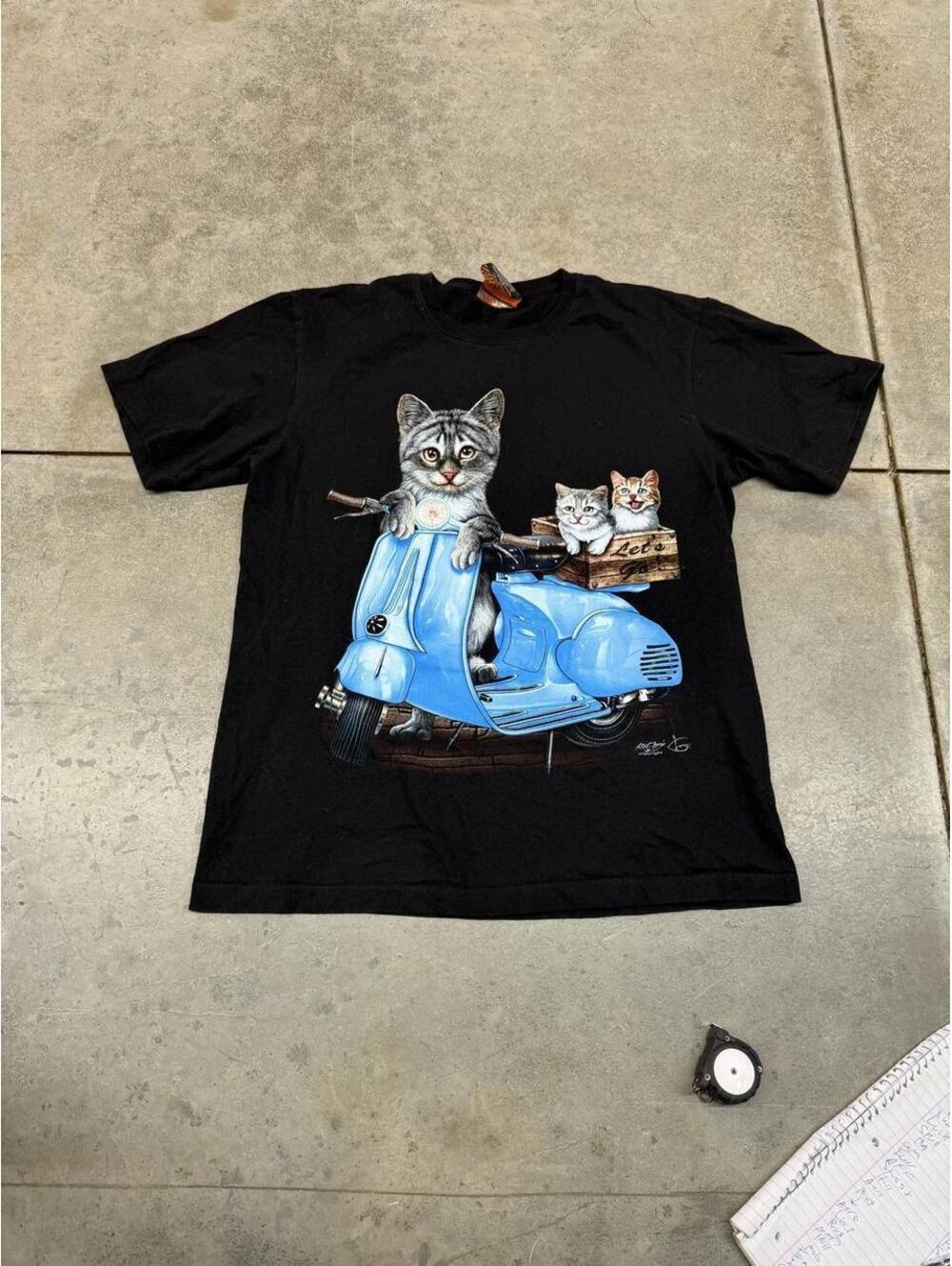 vintage kitten cat kitty black animal nature pet scooter shirt size large